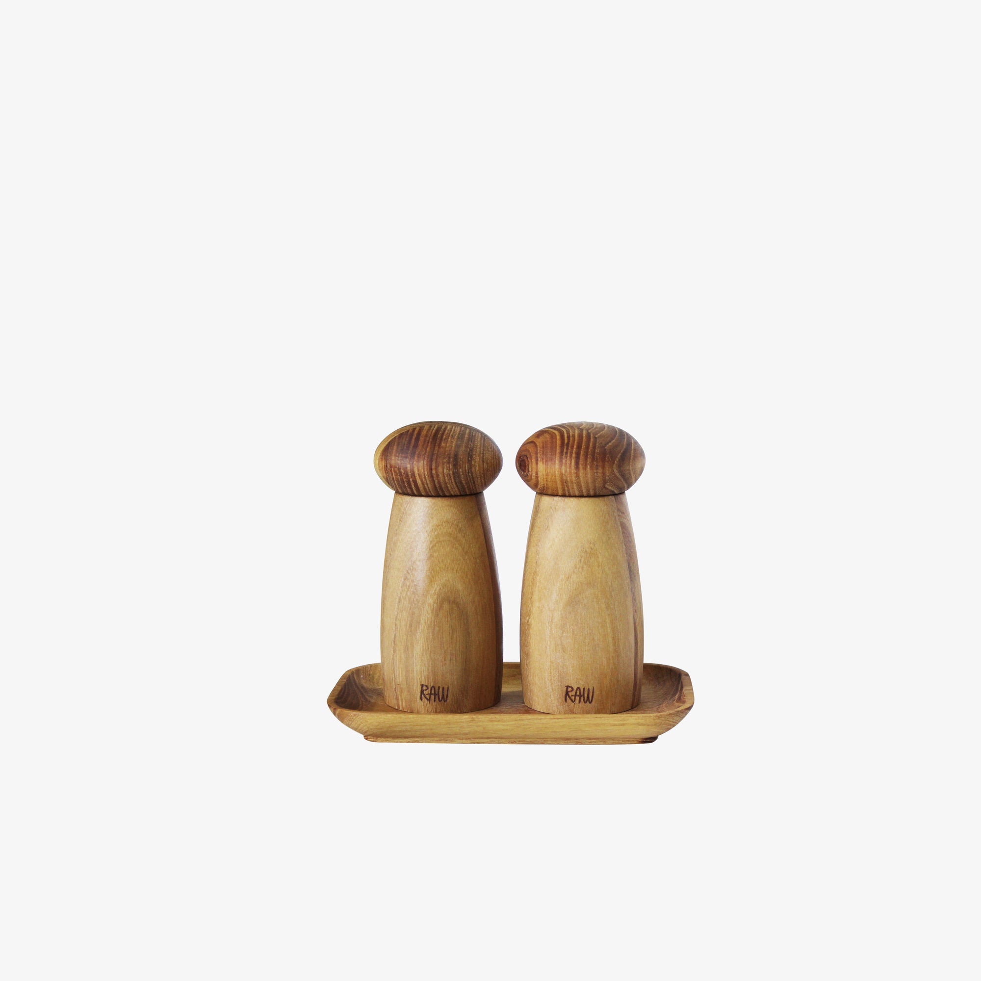 RAW Teak small grinder set with tray 3 pieces | Light