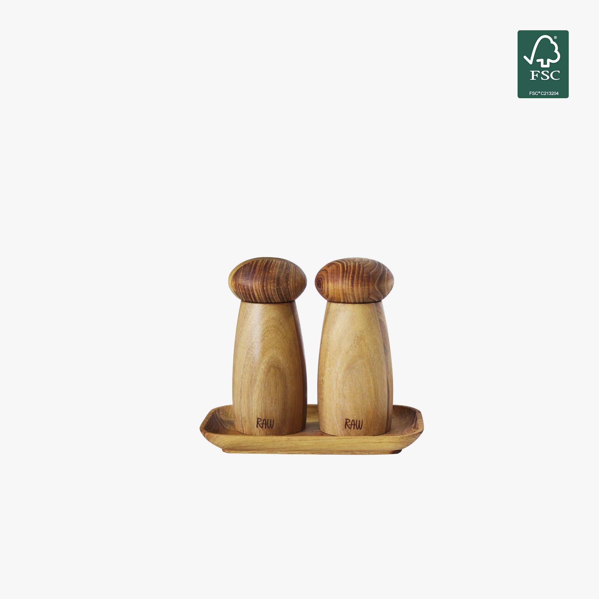 RAW Teak small grinder set with tray 3 pieces | Light