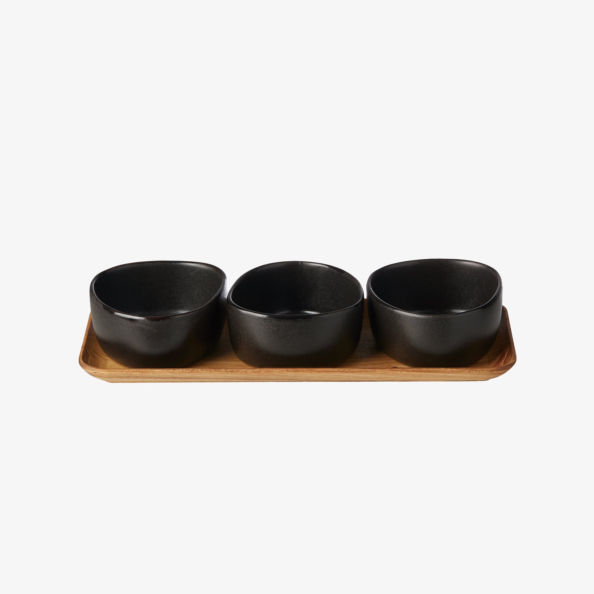 RAW Organic bowls on teak board | Titanium Black