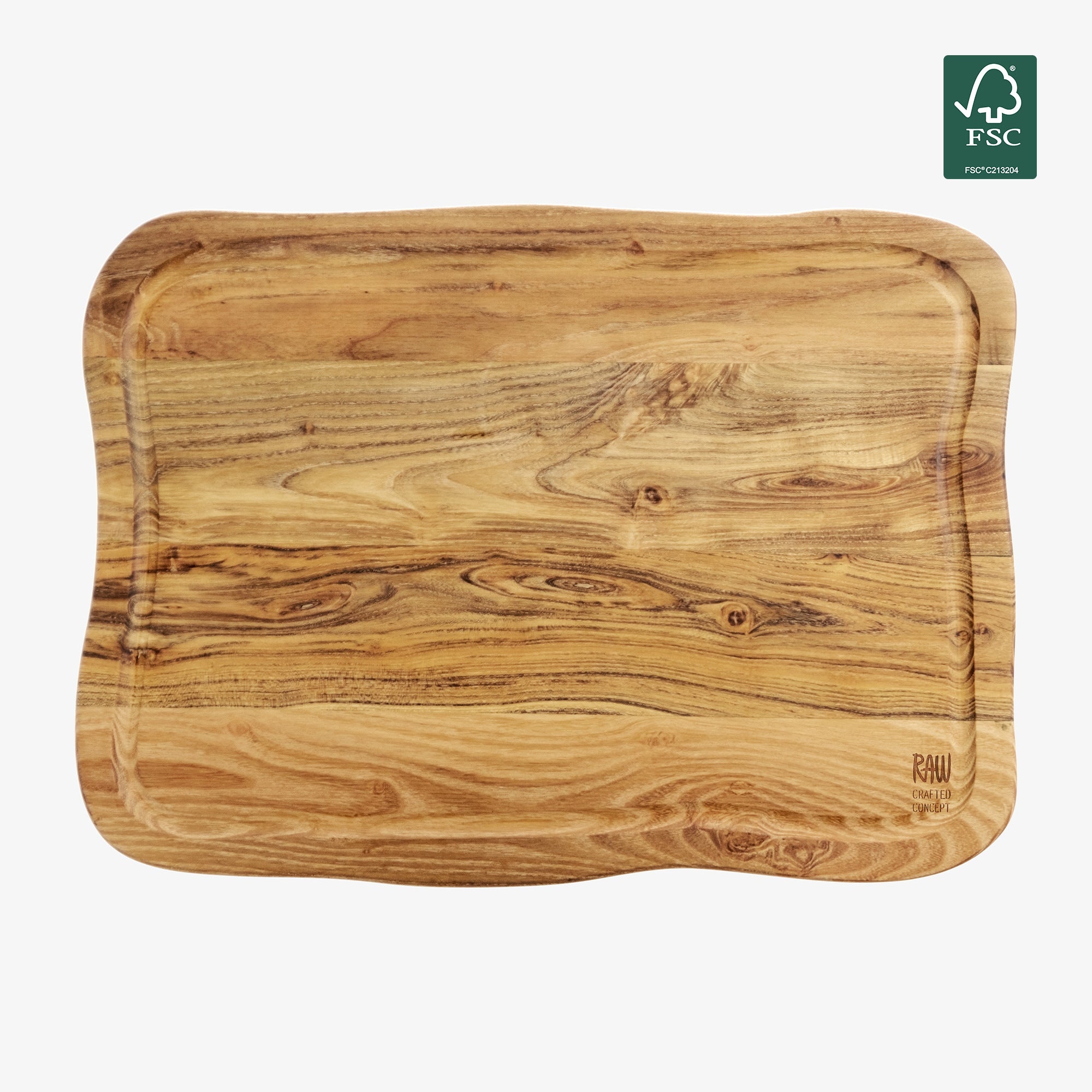RAW Teak cutting board with juice groove 45 x 33 cm | Natural