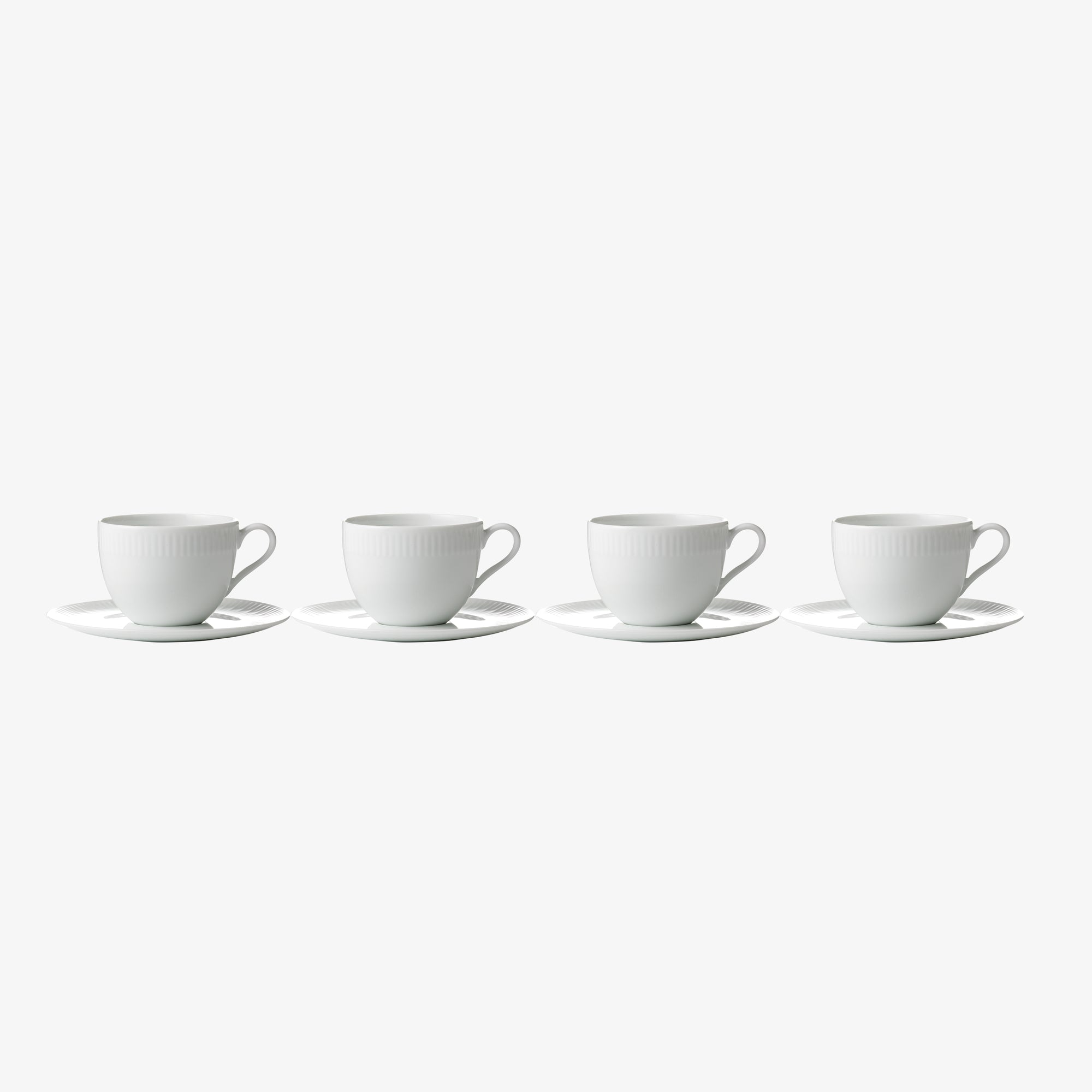 Relief coffee cup with saucer 4 pcs. | White