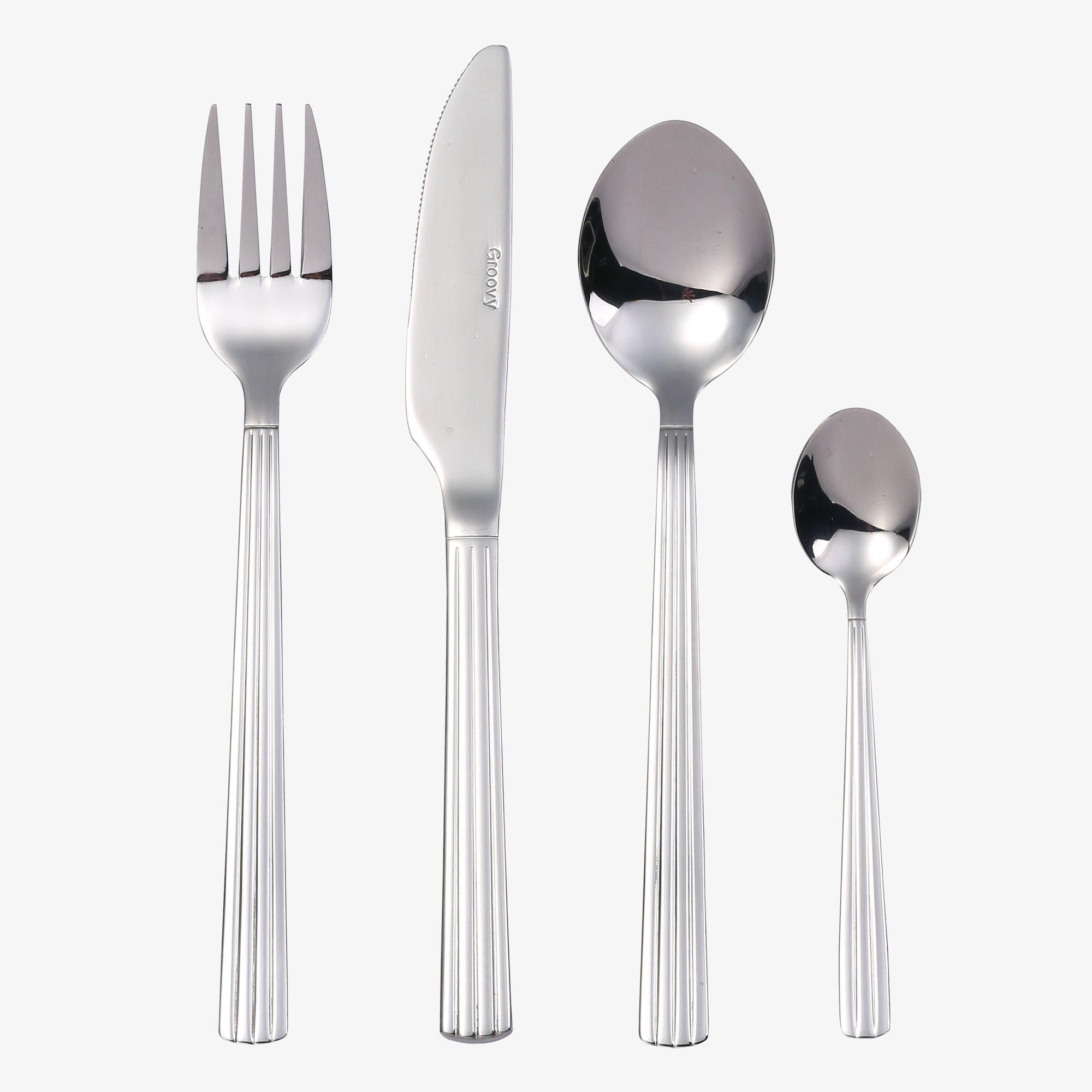 Groovy 16 piece cutlery set | Mirror Polish