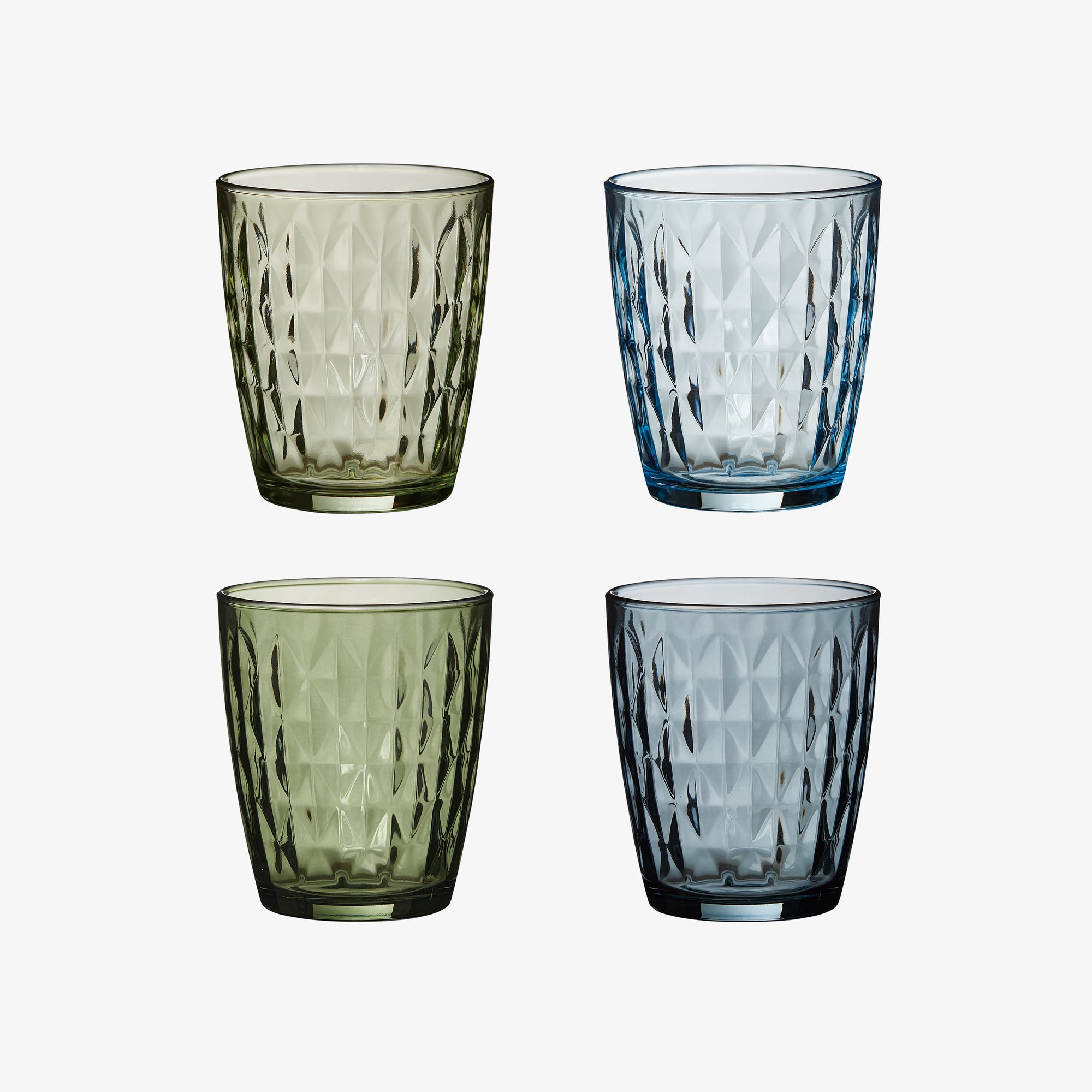 Mosaic water glass 4 pcs. blue/green shades | Multi-colour