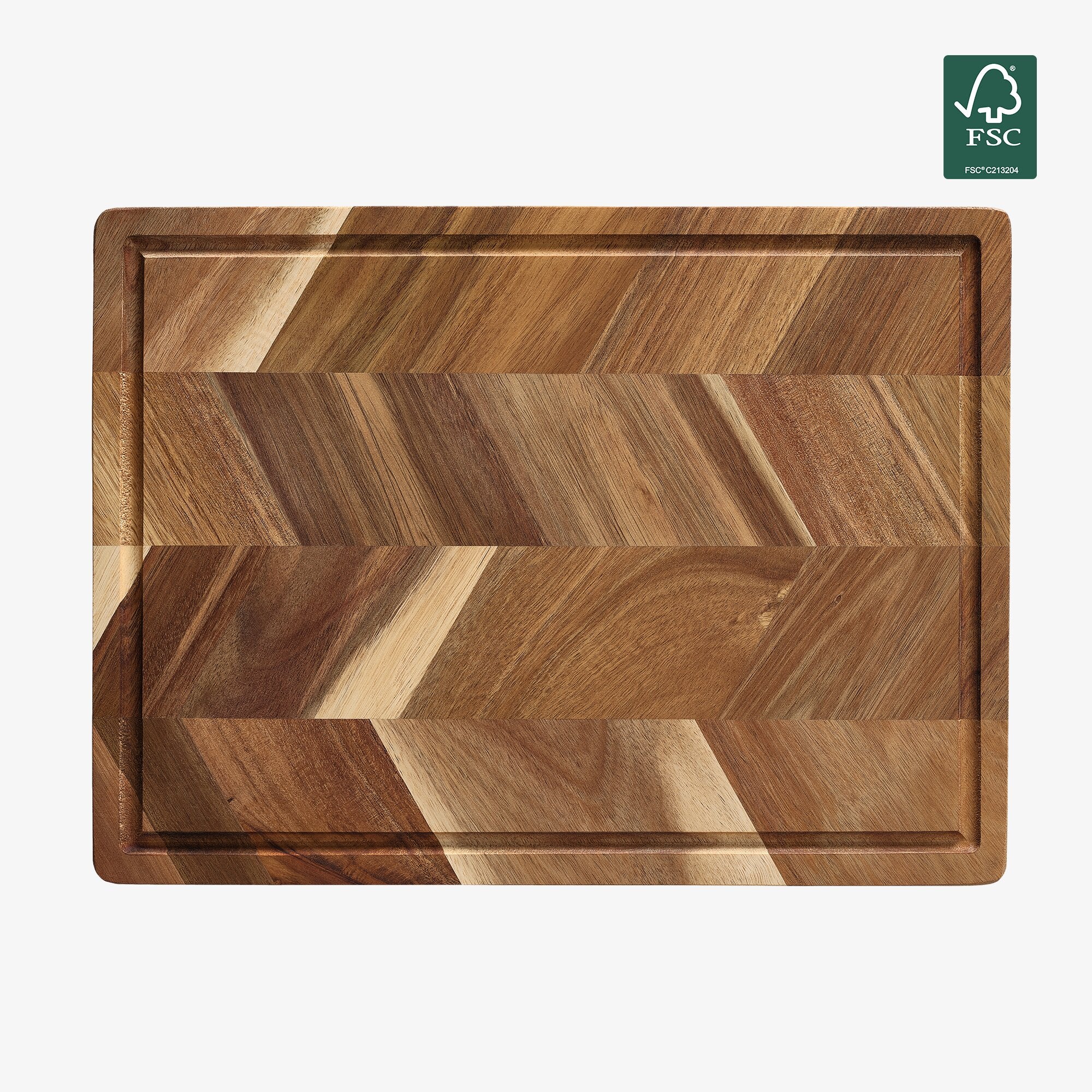 Acacia cutting board with juice groove | Natural