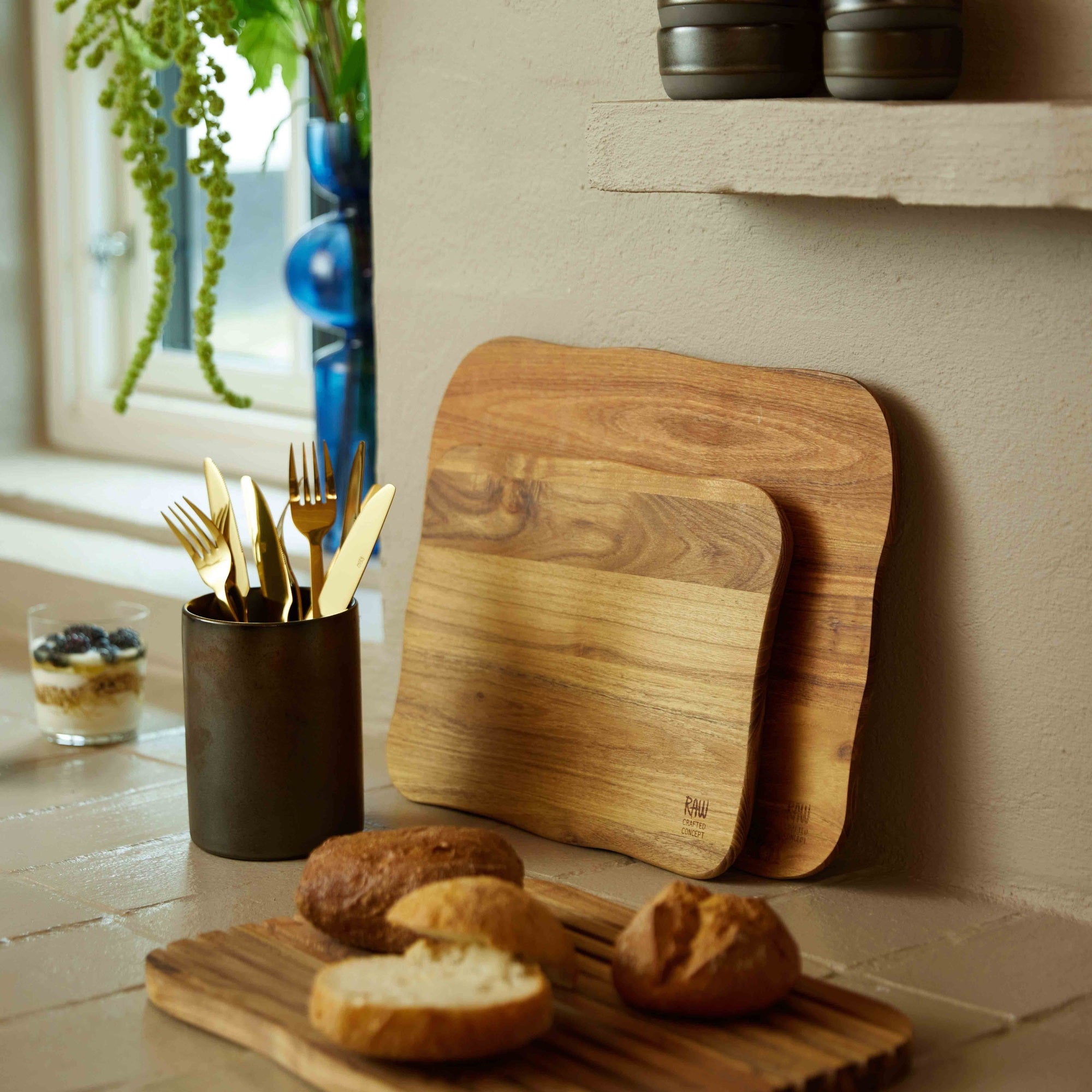 RAW Teak cutting board set 2 pieces | Natural