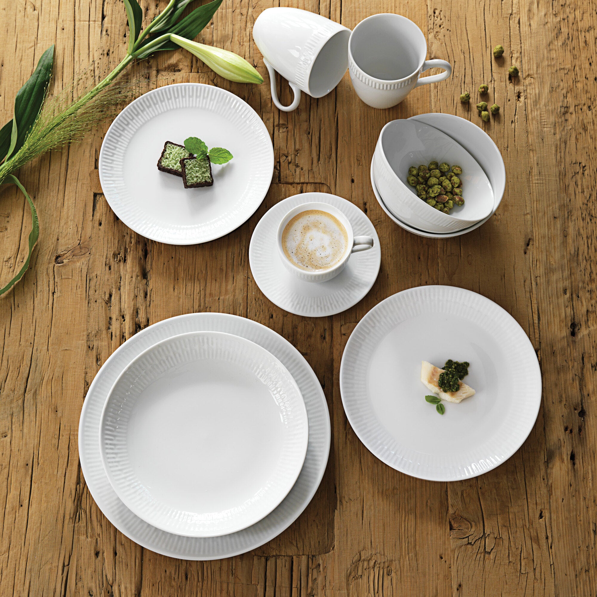 Relief soup plate 4 pcs. | White