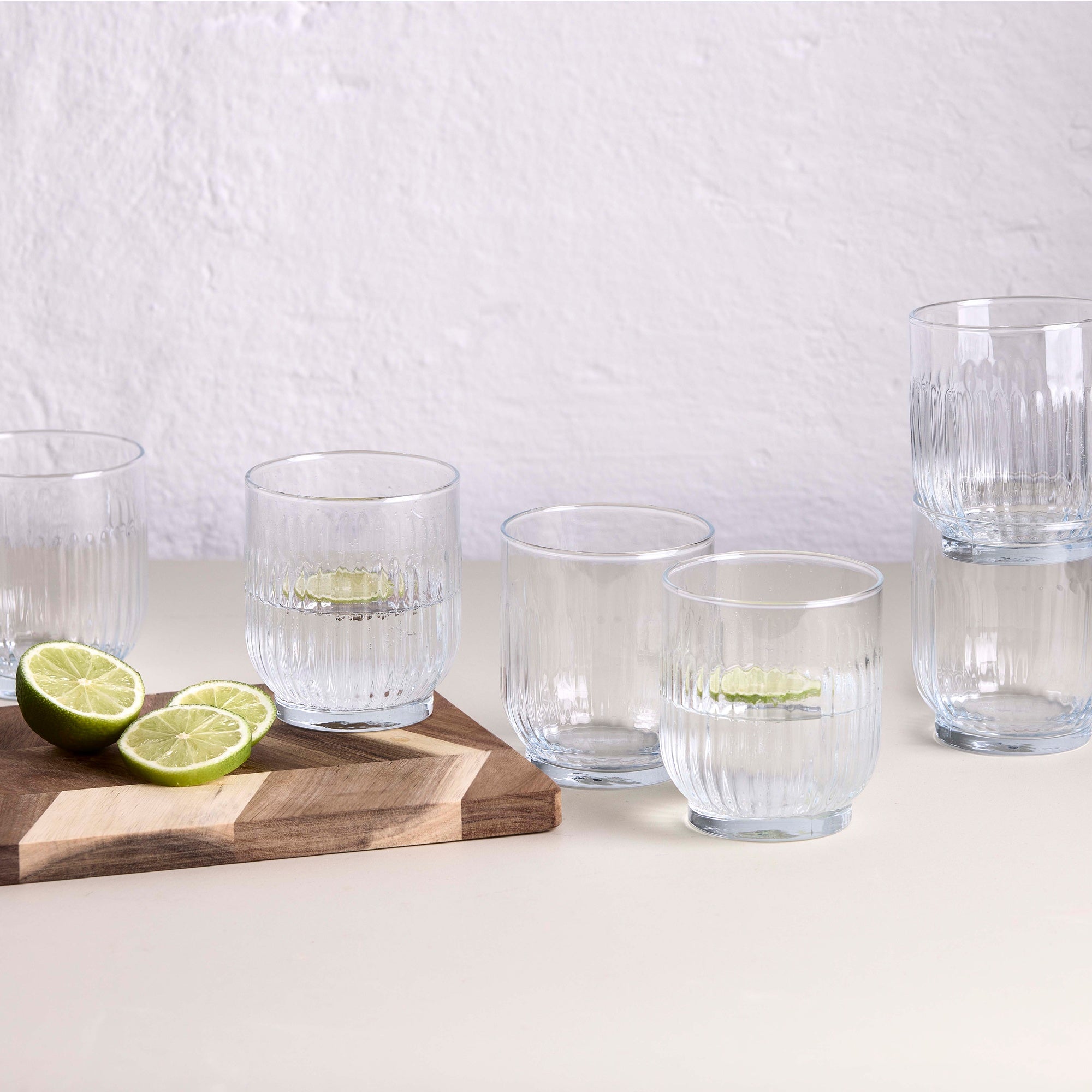 Groovy water glass 6 pcs. | Clear