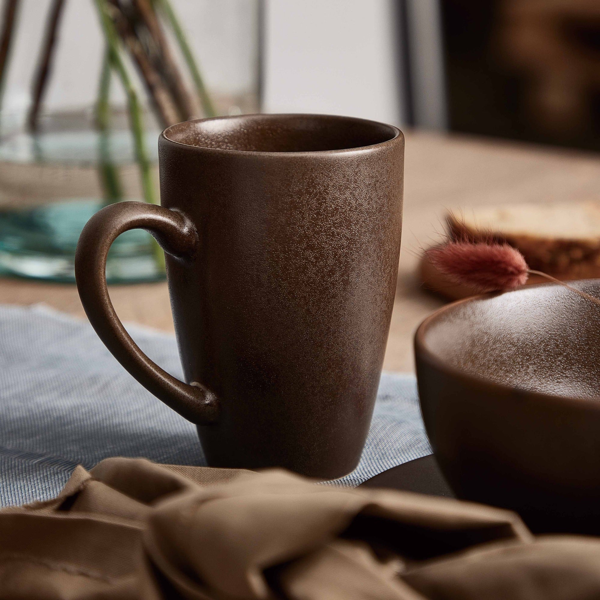 Ceramic Workshop mug with handle | Matte Brown