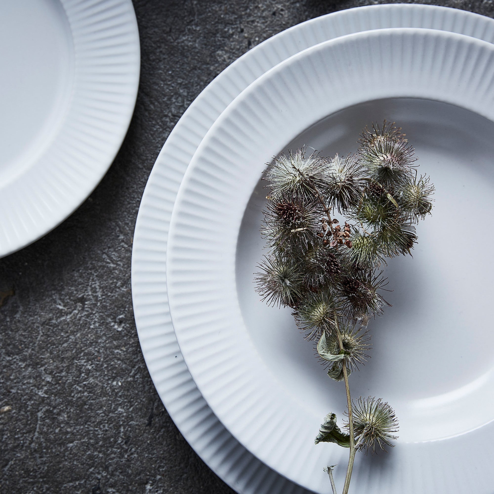 Groovy porcelain soup plate | White