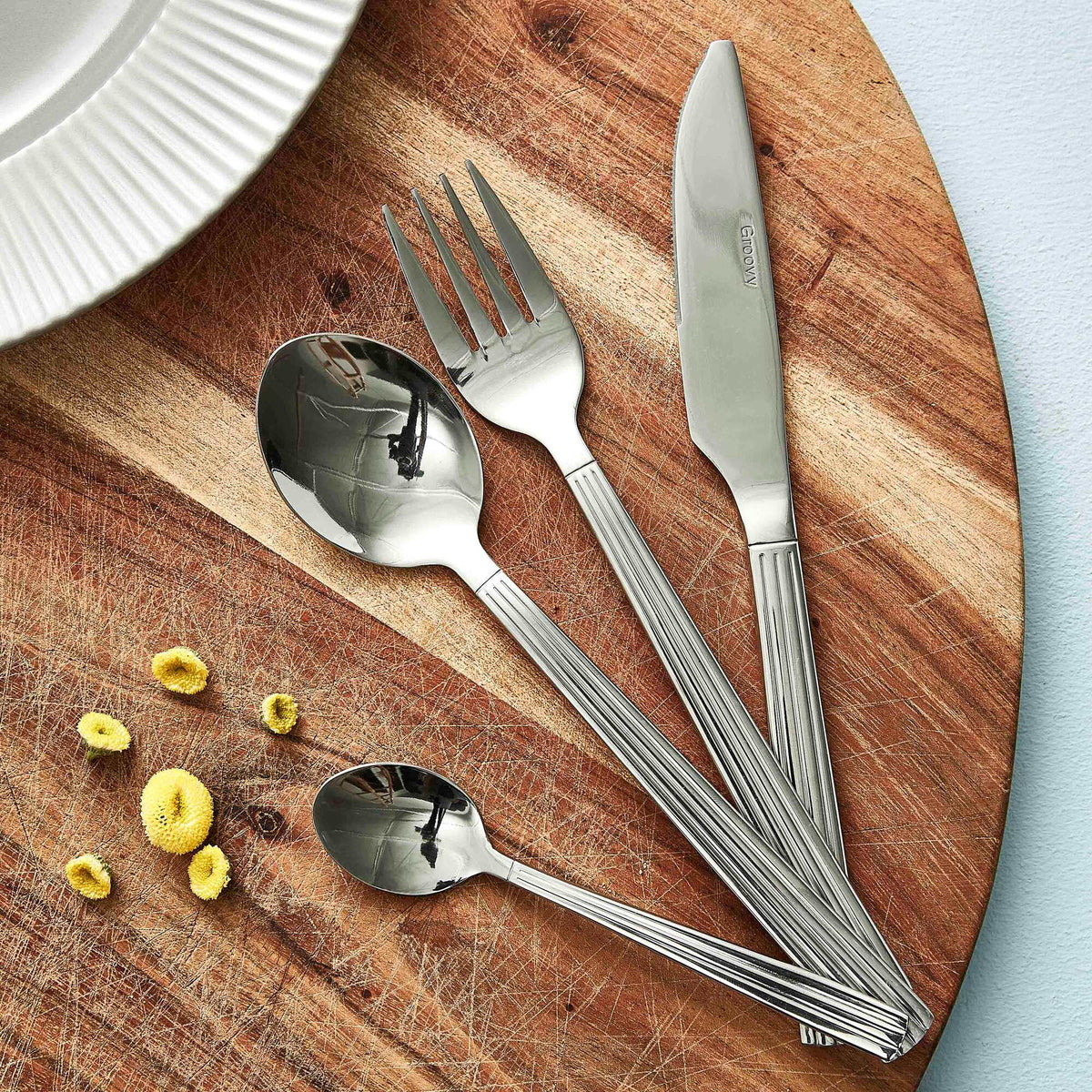 Groovy cutlery 60 pieces | Mirror Polish