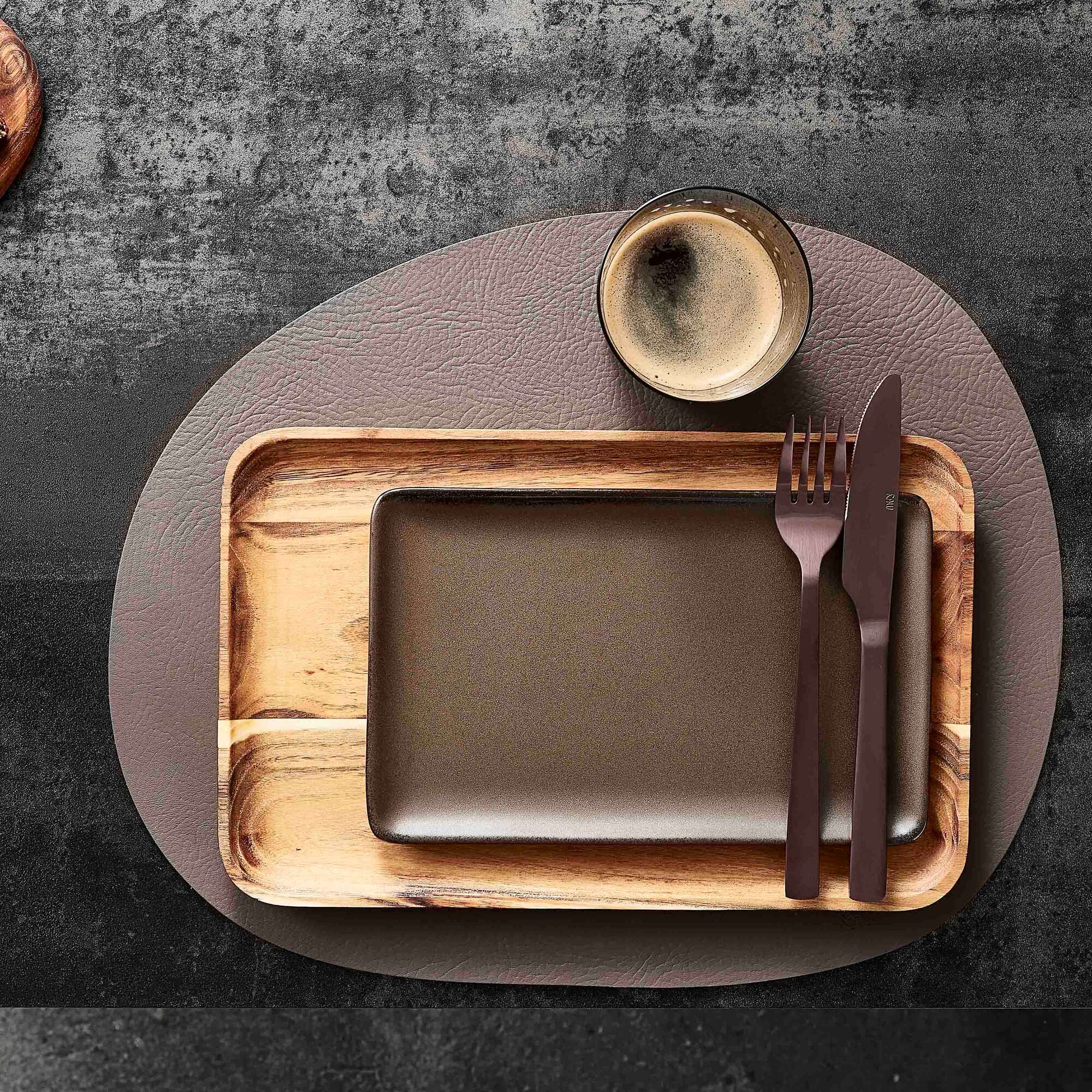 RAW Teak rectangular dinner plate | Natural