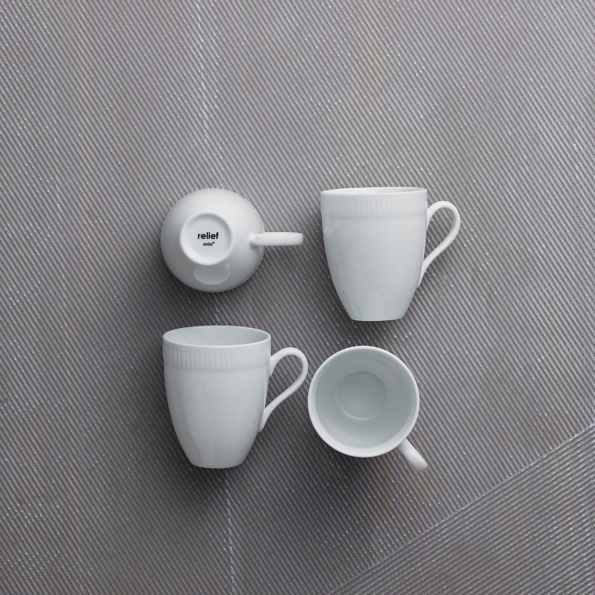 Relief mug with handle 4 pcs. | White