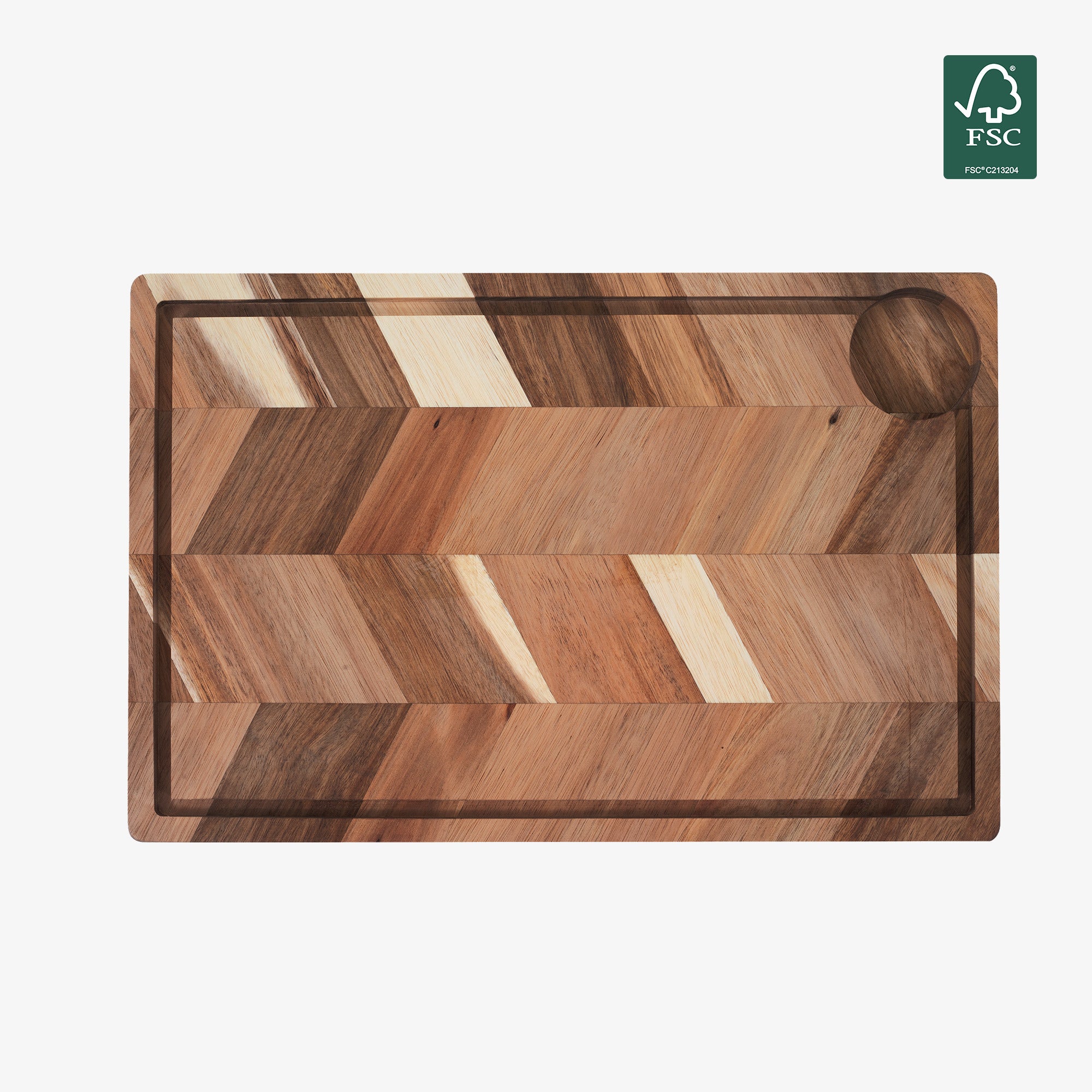 Acacia cutting board with juice groove | Natural