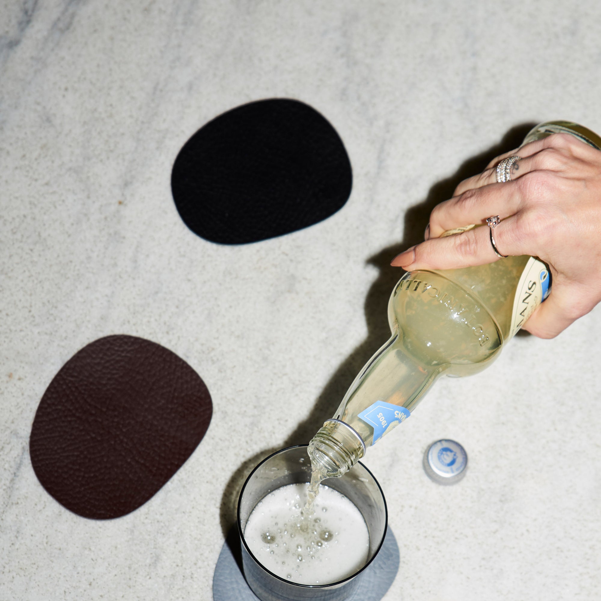 RAW Buffalo coasters 6 pcs. | Black