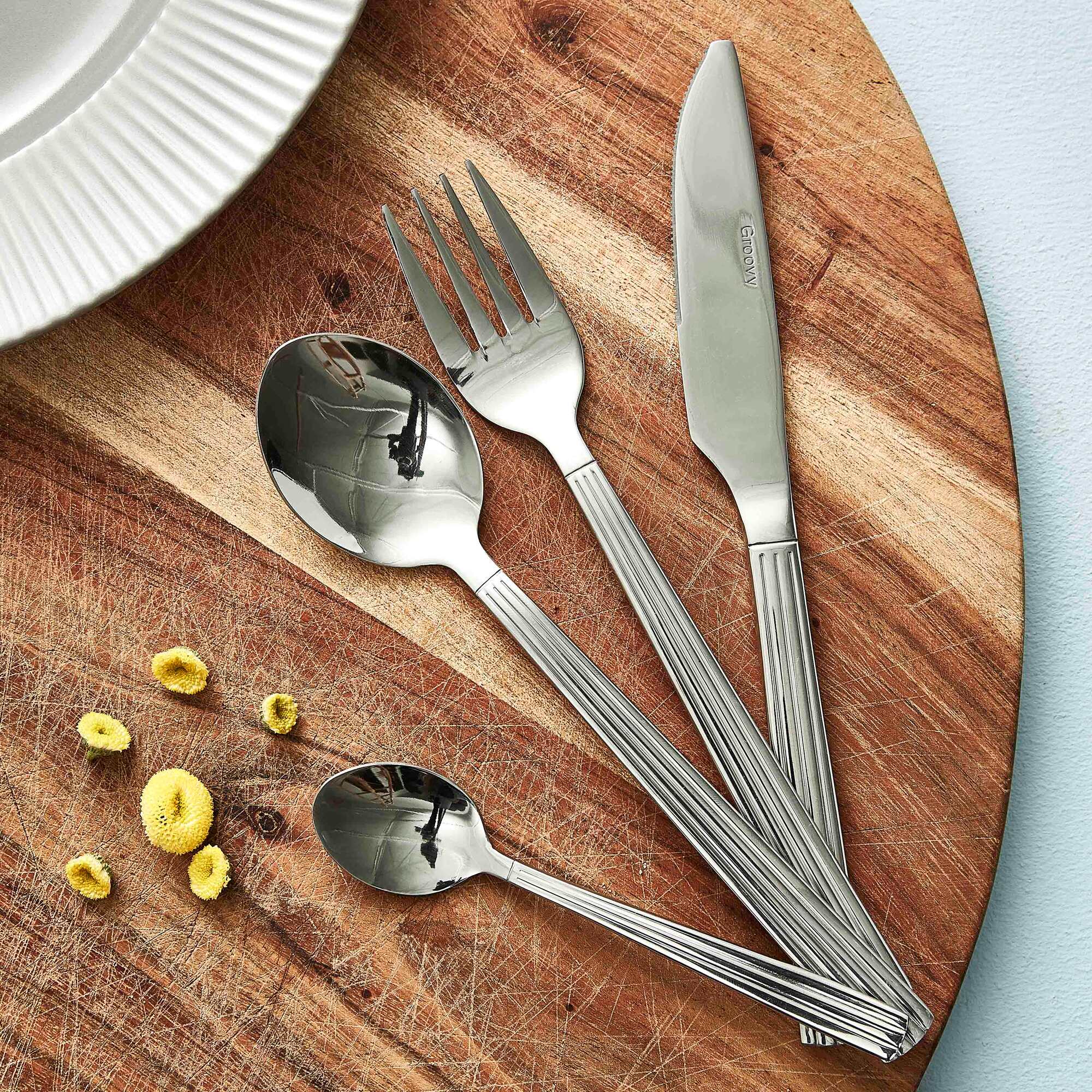 Groovy cutlery set 77 pieces | Mirror Polish