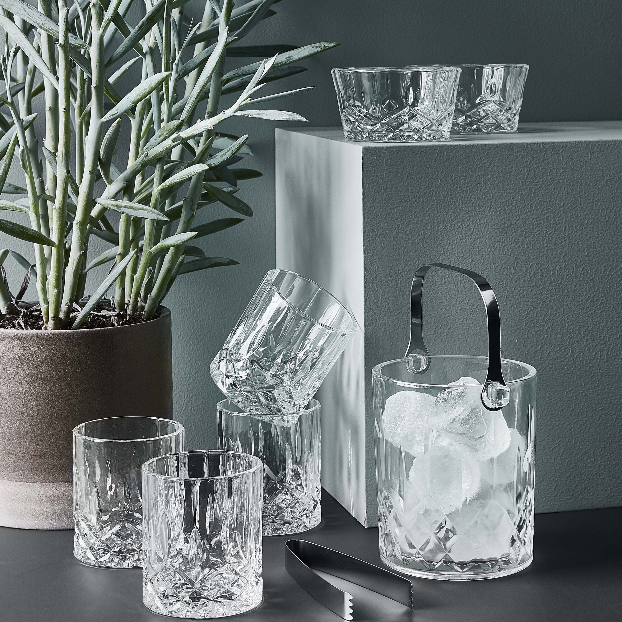 Harvey ice bucket with handle and tong | Clear