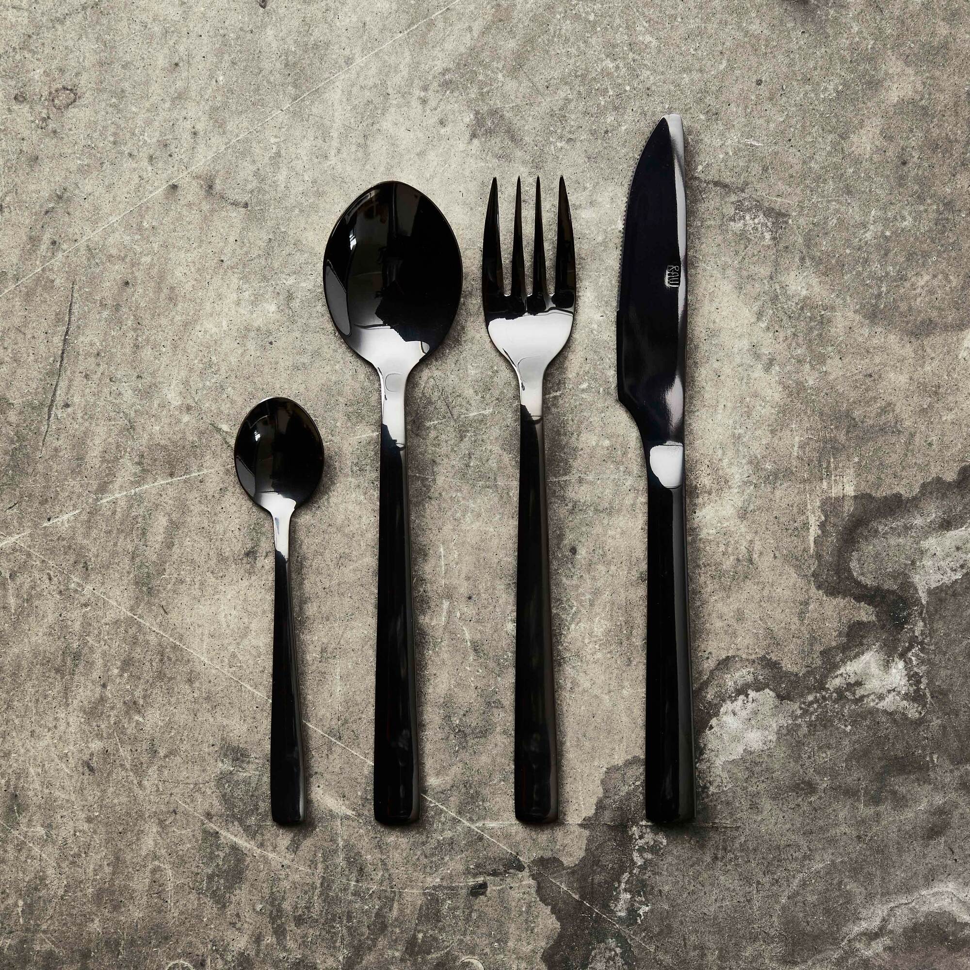 RAW cutlery set 48 pcs | Shiny Black
