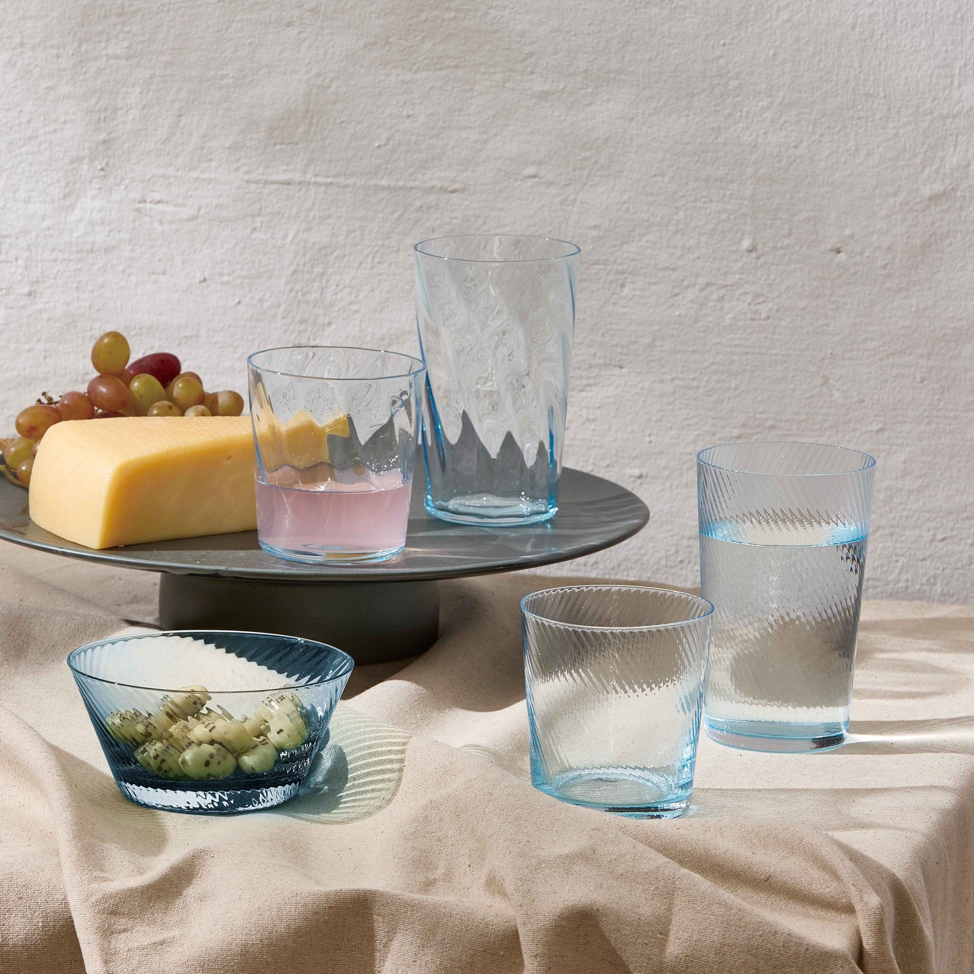 RAW Unique Swirl water glass | Light blue